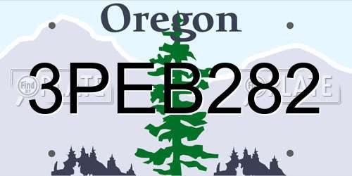 3PEB282 Oregon License Plate
