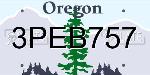 3PEB757 Oregon License Plate