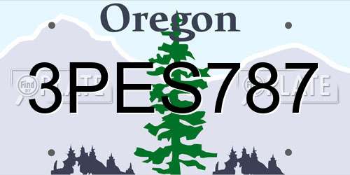 3PES787 Oregon License Plate