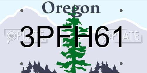 3PFH61 Oregon License Plate