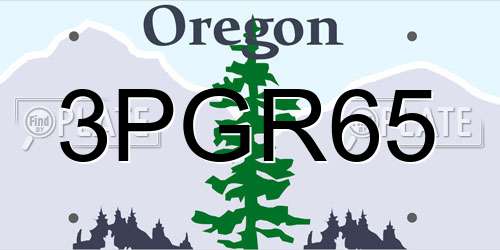 3PGR65 Oregon License Plate