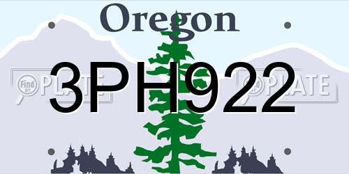 3PH922 Oregon License Plate