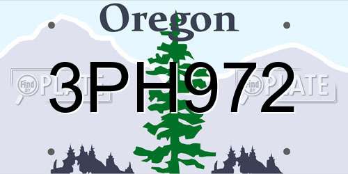 3PH972 Oregon License Plate