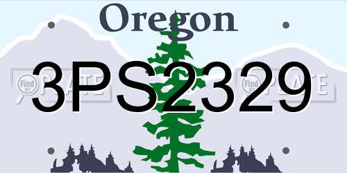 3PS2329 Oregon License Plate