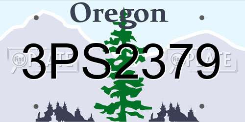 3PS2379 Oregon License Plate