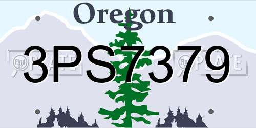 3PS7379 Oregon License Plate