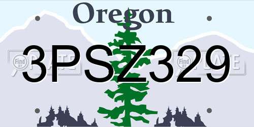 3PSZ329 Oregon License Plate