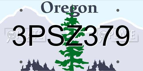 3PSZ379 Oregon License Plate