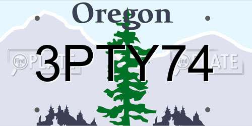 3PTY74 Oregon License Plate