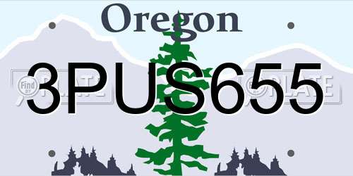 3PUS655 Oregon License Plate