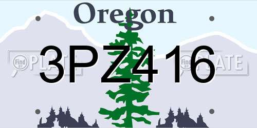 3PZ416 Oregon License Plate