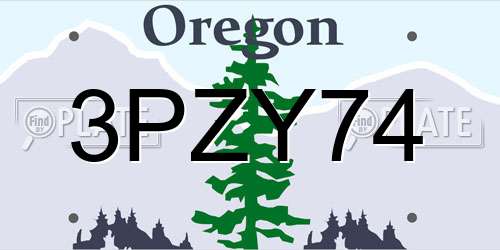 3PZY74 Oregon License Plate