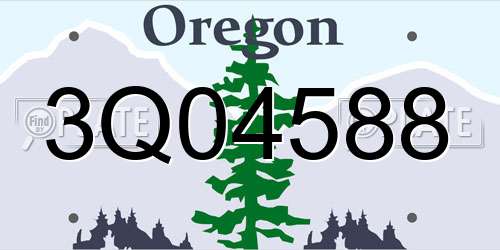 3Q04588 Oregon License Plate