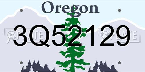 3Q52129 Oregon License Plate