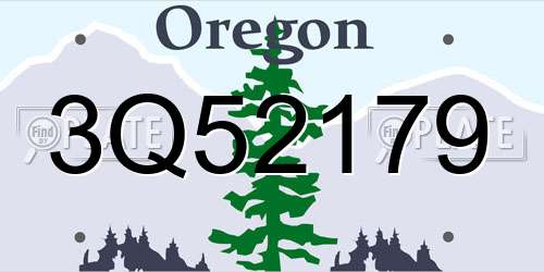 3Q52179 Oregon License Plate