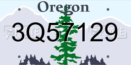 3Q57129 Oregon License Plate