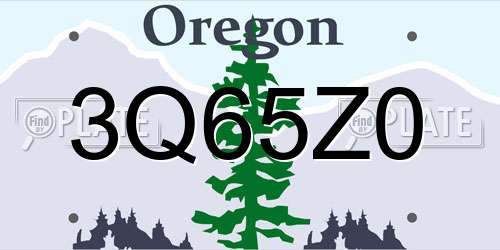 3Q65Z0 Oregon License Plate