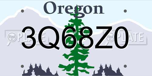3Q68Z0 Oregon License Plate