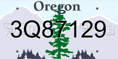 3Q87129 Oregon License Plate
