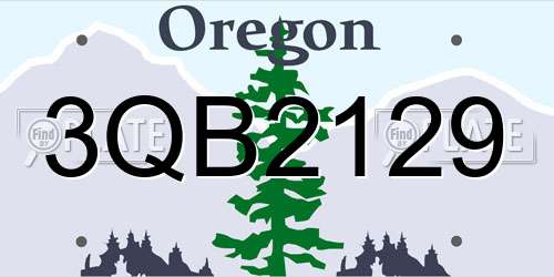 3QB2129 Oregon License Plate