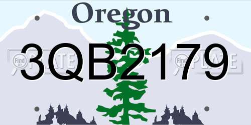 3QB2179 Oregon License Plate