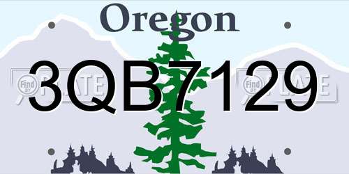 3QB7129 Oregon License Plate