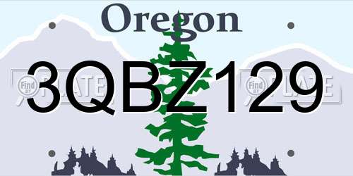 3QBZ129 Oregon License Plate