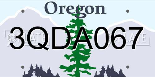 3QDA067 Oregon License Plate