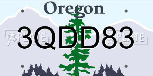 3QDD83 Oregon License Plate