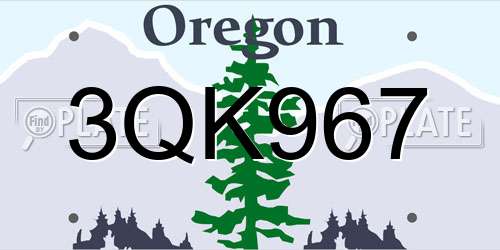 3QK967 Oregon License Plate