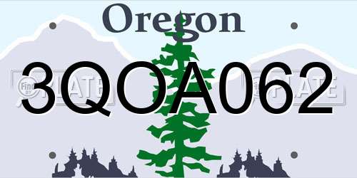3QOA062 Oregon License Plate