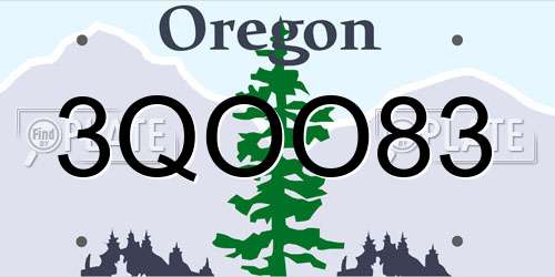 3QOO83 Oregon License Plate