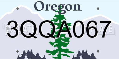 3QQA067 Oregon License Plate