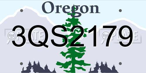 3QS2179 Oregon License Plate