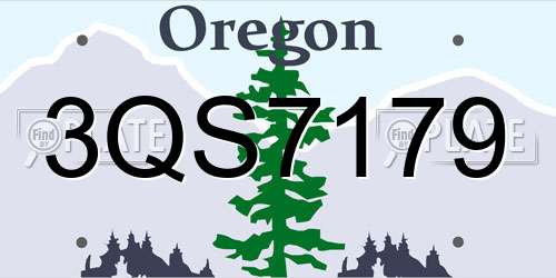 3QS7179 Oregon License Plate