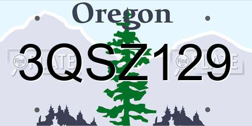 3QSZ129 Oregon License Plate