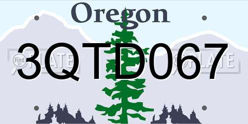3QTD067 Oregon License Plate