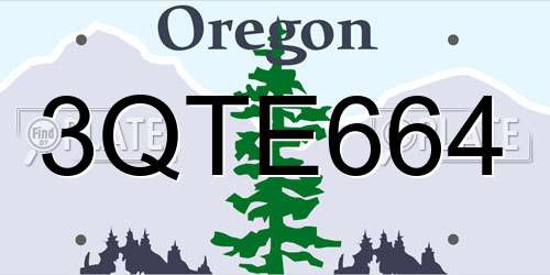 3QTE664 Oregon License Plate