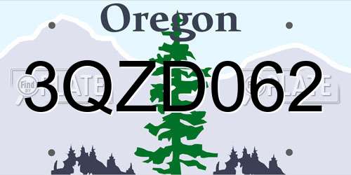 3QZD062 Oregon License Plate