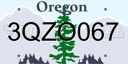3QZO067 Oregon License Plate