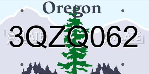 3QZQ062 Oregon License Plate