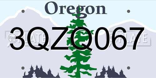 3QZQ067 Oregon License Plate