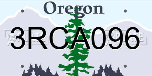 3RCA096 Oregon License Plate