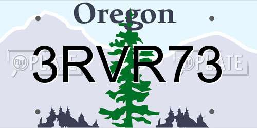 3RVR73 Oregon License Plate