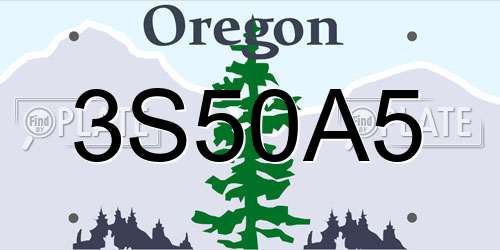 3S50A5 Oregon License Plate