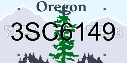 3SC6149 Oregon License Plate