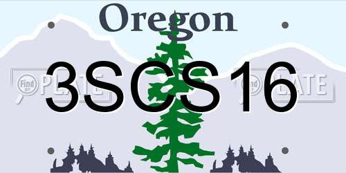 3SCS16 Oregon License Plate