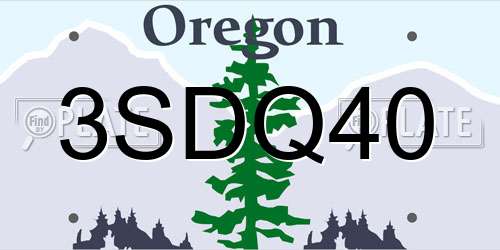 3SDQ40 Oregon License Plate