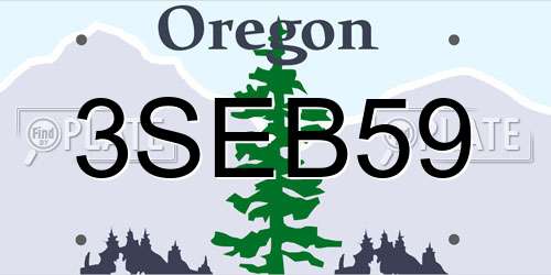 3SEB59 Oregon License Plate
