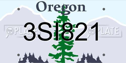 3SI821 Oregon License Plate